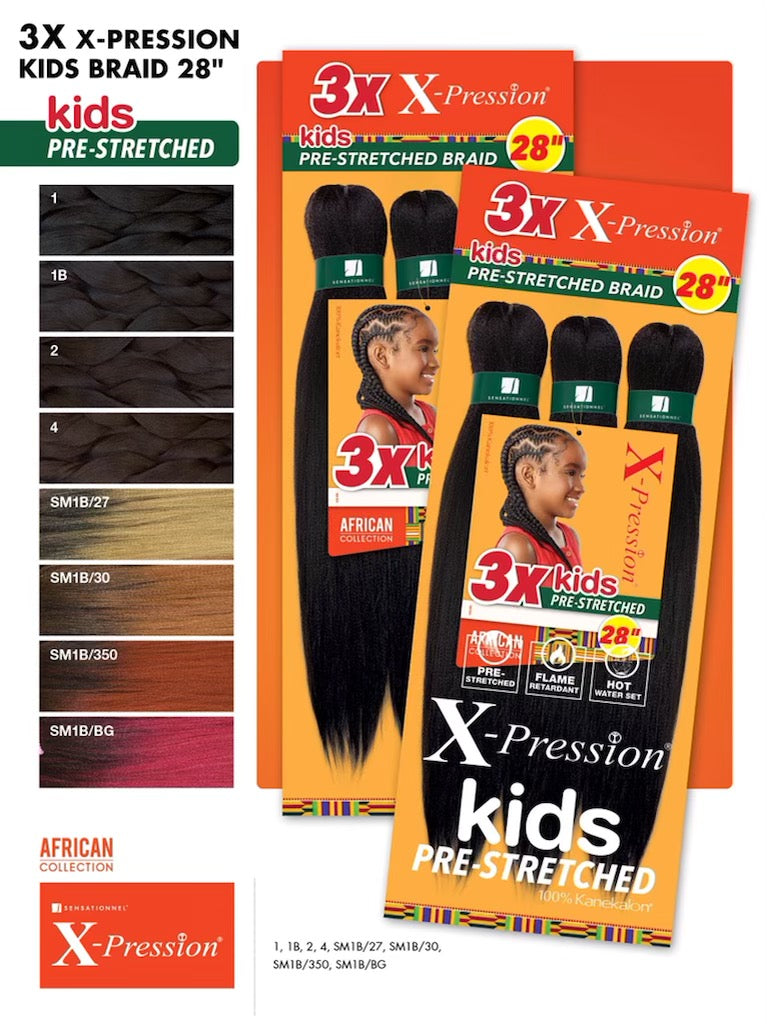 X- Pressions 3X Pre-stretched Braid 28" (Kids)