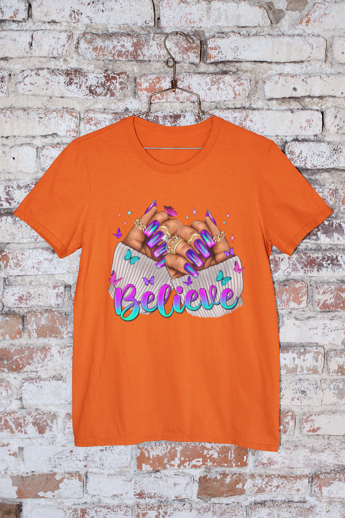 Believe Nails Night Blue Crew Neck Tee