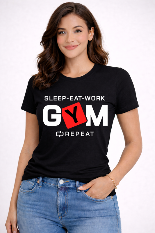 Sleep-Eat-Work Gym Repeat Crewneck Tee