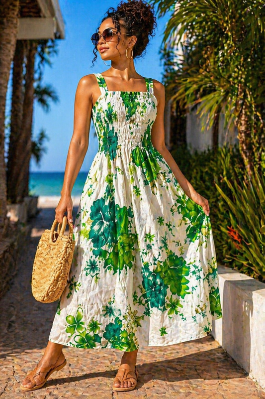 Floral Smocked Midi Dress