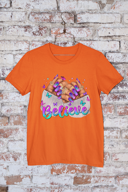 Believe Nails Night Blue Crew Neck Tee